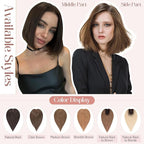 Hairro 100% Human Hair Topper No Bangs, Real Clip in Hair Hairpieces for Women, 3.94x4.72" Silk Base for Thinning Receding High Hairline, 10 Inch Medium Brown Middle Part
