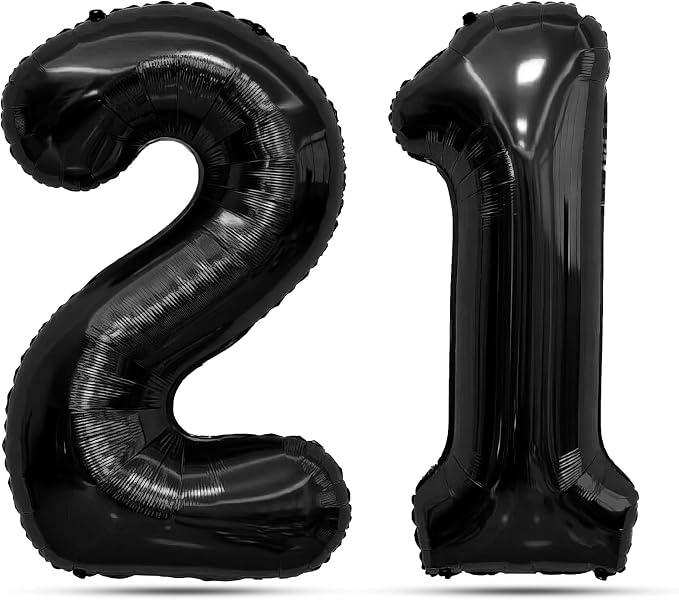 Black Number Balloons 21 Balloon Numbers 21th Number Balloon Foil Mylar Party by STARKET