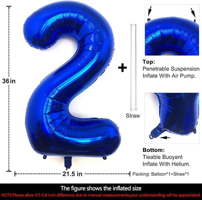 Lovoir 40 Inch Navy Blue Number 2 Balloon Large Size Jumbo Digit Mylar Foil - Image 2