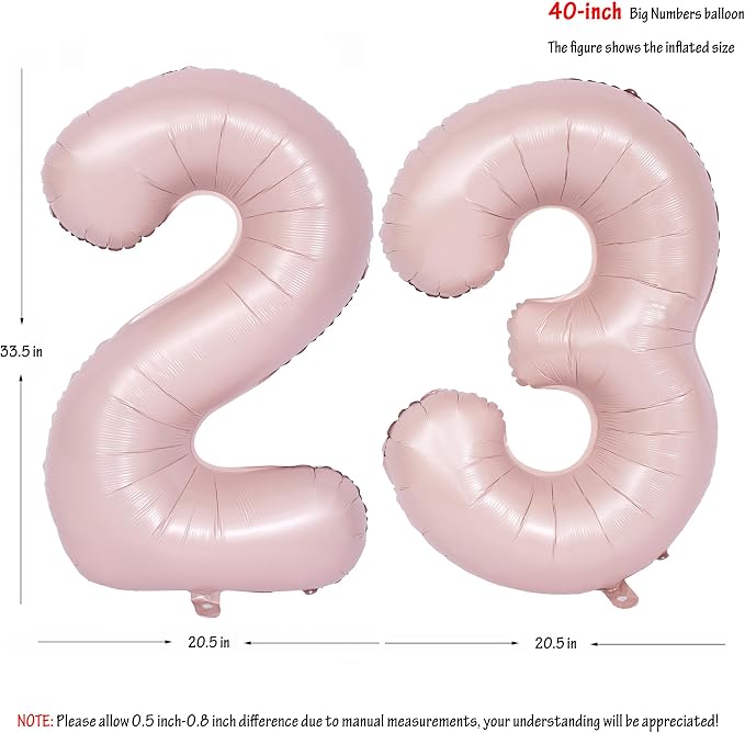 40 In Matte Pink Number Balloons Helium Foil Mylar Balloon Party Digital 23 | - Image 2