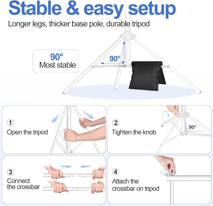 EMART Backdrop Stand 10x10ft Photo Studio Adjustable Background Stand Support - Image 4