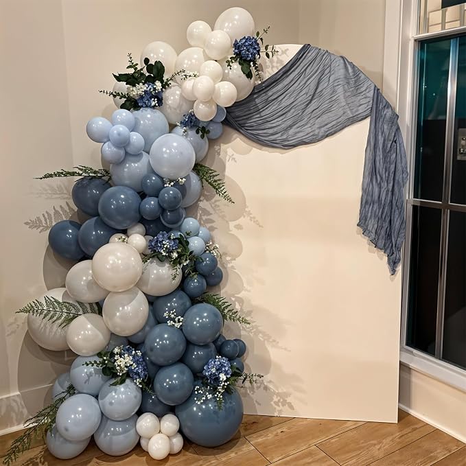 Dusty Blue Balloon, 12 inch Blue White Clear Balloon, Light Blue Macaron Blue - Image 6
