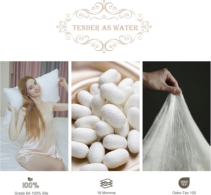100% Mulberry Silk Pillowcase 2 Pack,King Size Silk Pillow Cases for Hair and Skin,Silky Smooth Bed Pillow Cover with Hidden Zipper,Natural Silk Pillow Case Set of 2 (Navy Blue, King 20X36)
