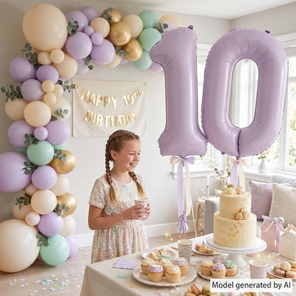 Cream Purple Number 10 Balloon 40 Inch, Foil Digit - Image 2