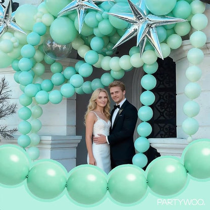 PartyWoo Mint Latex Balloons, for Birthday, Anniversary, Valentine's Day - Image 3