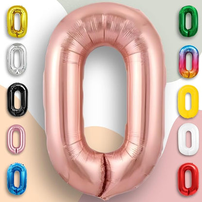 Rose Gold Number Balloon 0 Mylar Foil Balloons 40 inch - Image 5
