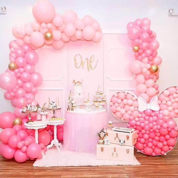 PartyWoo Pearl Pink Balloons 140pcs Light Pastel Baby Pink Color | 18 12 10 5 - Image 4