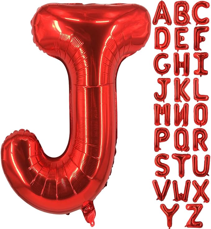 Lovoir 40 Inch Large Red Letter J Balloons Big Size Jumbo Mylar Foil Helium by Lovoir