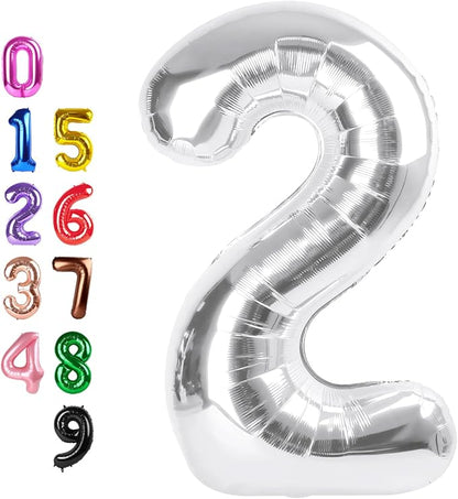 2 Balloon 40 inch Silver Number Balloons by Enyeopd