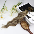 Full Shine Human Hair Clip in Extensions for Woman 14 Inch Medium Brown Ombre to Light Brown and Medinum Blonde Hair Extensions Clip ins Softness 3 PCS 60 Grams