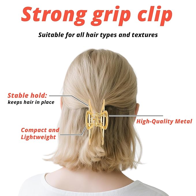 VinBee 3 PACK Large Metal Hair Claw Clips Hair Catch Barrette Jaw Clamp for Women Half Bun Hairpins for Thick Hair (4.13 inch)