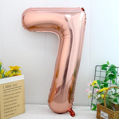 40 Inch Rose Gold Number 7 Balloon, Giant Number Balloons, Birthday Decor | - Image 2