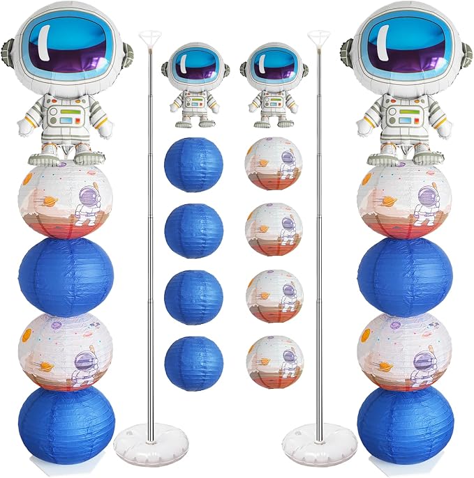 Astronaut Balloon Stand & Paper Lantern 2 Sets 5.9ft Telescopic Space Party | by Unknown