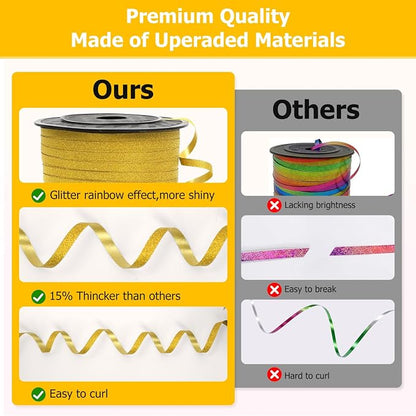 Gold Glitter Curling Ribbon, Kaluofan 1/5" Wide x 500Yd Ribbons - Image 4