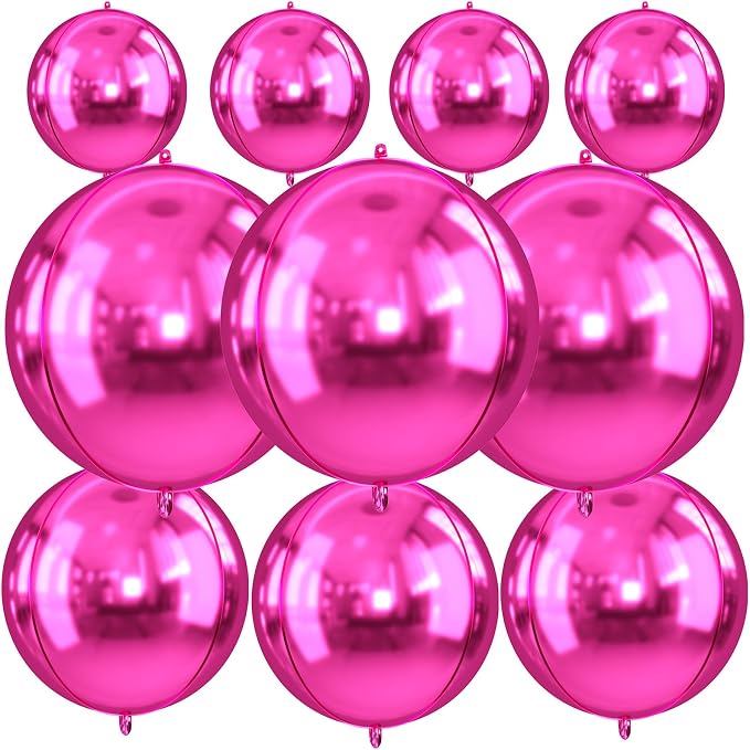 Hot Pink Round Foil Balloons, Metallic Hot Pink Brown Foil Baloon by FunHot