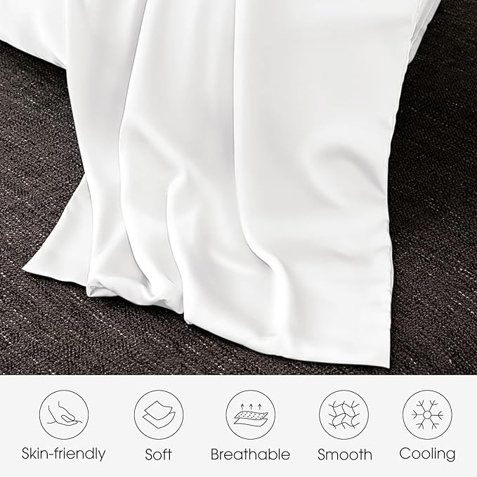 100% Silk Pillow Cases 2 Pack Queen Size Mulberry Silk Pillowcase for Hair and Skin Set of 2 Highest Grade 6A Silk Soft Breathable Cooling with Hidden Zipper, White