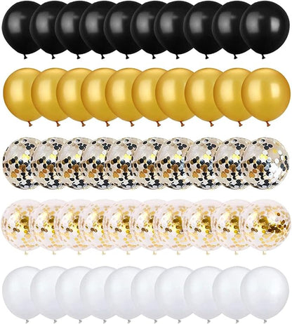 72 Pack Black Gold Confetti Balloons Kit, 12 Inch Black Gold White Balloons and - Image 4