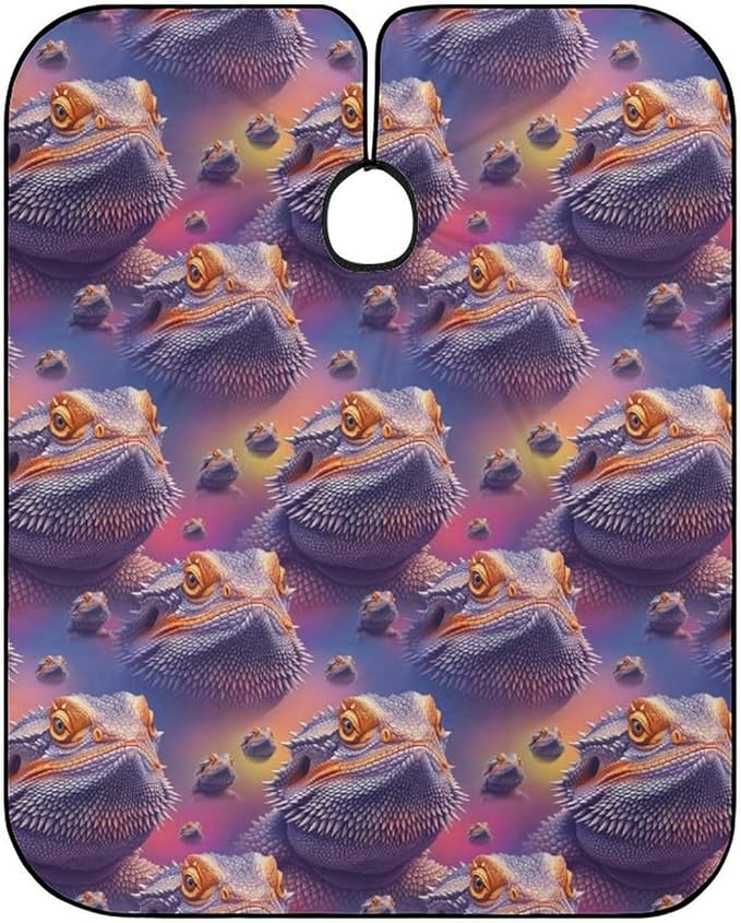 Extra Long Professional Salon Cape, Haircut Apron Cool Bearded Dragon Lizards Purple Hair Cutting Gown for Styling Hair Cut Hairdresser