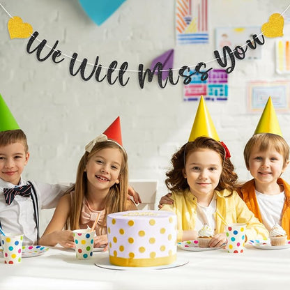 Glitter Black We Will Miss You Banner Goodbye Retirement Party Banner - Image 7