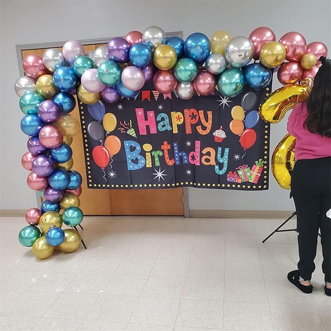Metallic Balloons, 12 Inch Rainbow Chrome Balloons - Image 6