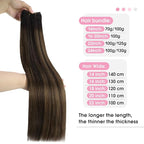 YoungSee 125g Weft Hair Extensions Brown Balayage Sew in Hair Extensions Balayage Medium Brown Mix Dark Sew in Hair Extension Real Human Hair for Women 22 Inch