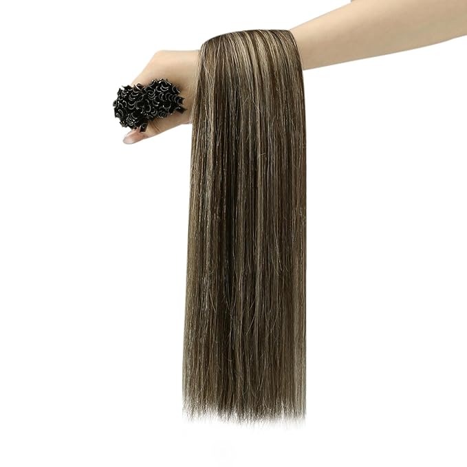 YoungSee U Tip Hair Extensions Human Hair Ombre Dark Brown Mixed Ash Blonde U Tip Real Hair Extensions Ombre Hot Fusion 16In 1G/S 50G