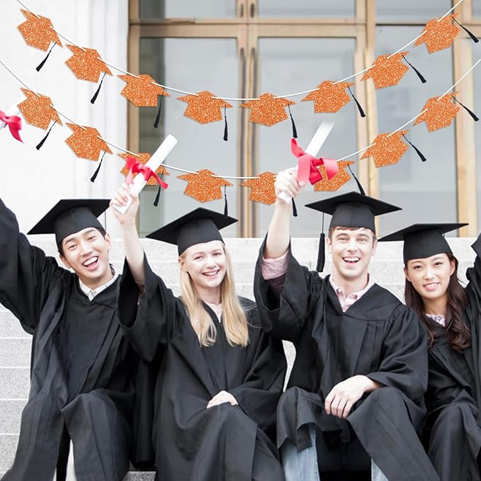 Graduation Decorations Class of 2026 Orange Graduation Cap Banner - Image 6