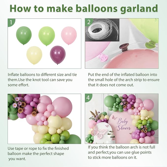 Pink Green Purple Balloons Arch Kit - Image 3