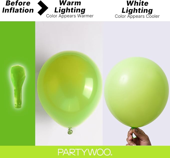 PartyWoo Lime Balloons 100pcs Green Light Green Color 36 18 12 10 5 Inch | - Image 4