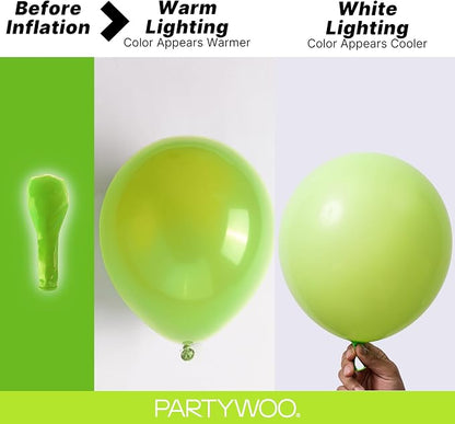 PartyWoo Lime Balloons 100pcs Green Light Green Color 36 18 12 10 5 Inch | - Image 4