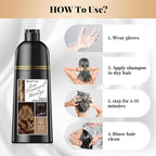 Natural Color Hair Dye Shampoo 3 IN 1, Instant Hair Coloring, Gray Coverage for Men & Women, Beard Dye Vegan Ammonia Free & Paraben-Free, Champú Para Canas Mujer & Hombre (GOLDEN BROWN)