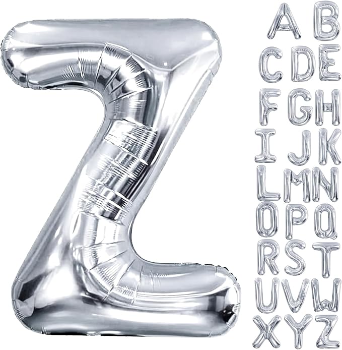 40 Inch Silver Letter Balloon, Large Foil Alphabet Balloons Birthday by Aeniaza