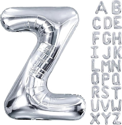 40 Inch Silver Letter Balloon, Large Foil Alphabet Balloons Birthday by Aeniaza