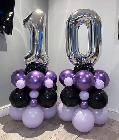 40 Inch Silver 10 Number Balloons Giant 10 Balloons Silver Birthday 10 Balloons - Image 3