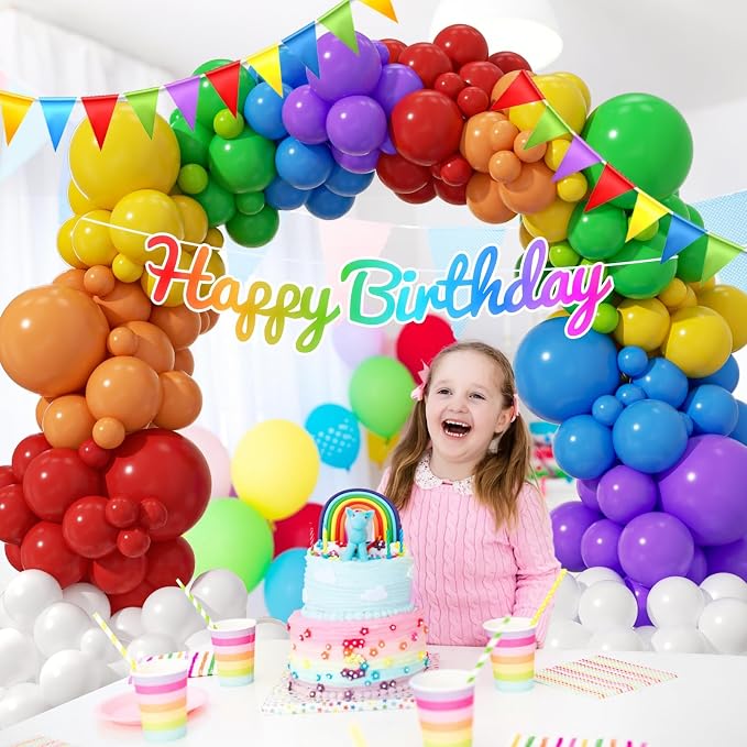 164pcs Colorful Balloon Arch Kit Red Purple Yellow Blue Green Balloons | - Image 6