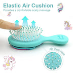 Toddler Hair Brush - Mini Hair Brush for Kids - Travel Brush for Boys and Girls - Unicorn Brush with Air Cushion - Blue