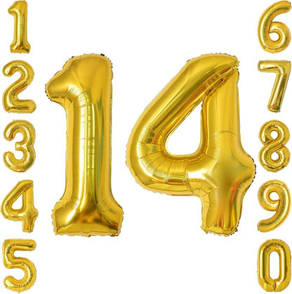 Gold Number 14 Balloon 40 Inch, Shiny Foil Decor by Unknown