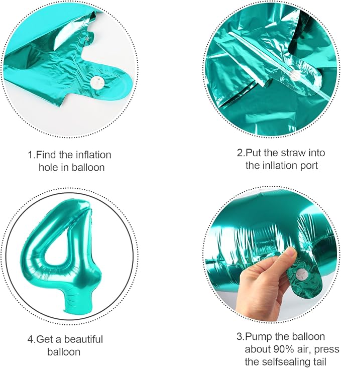 Happy Birthday Balloon 40 Inch Blue-Green 4 Balloon - Image 6