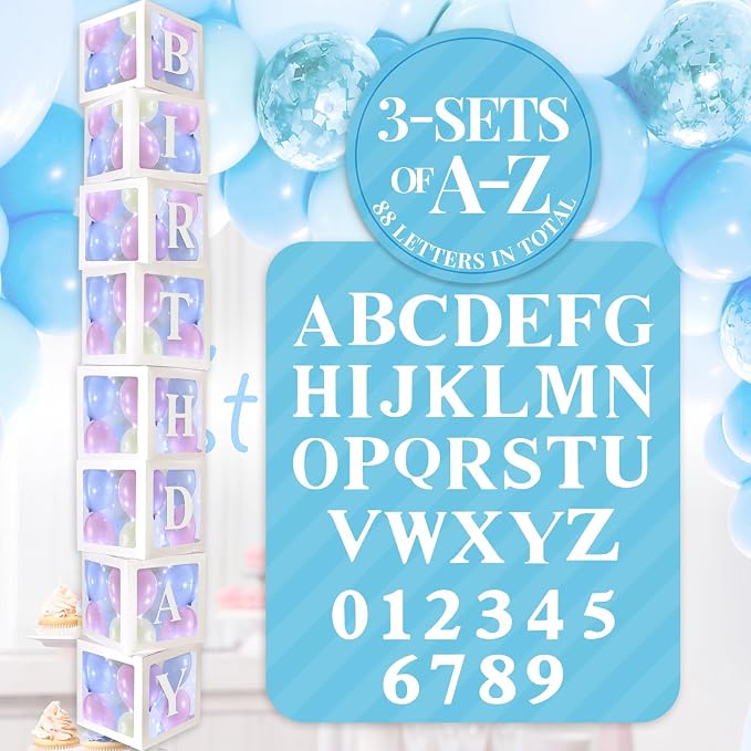 Sratte Balloon Box with Letters and Numbers Clear Blocks Boxes with LED Lights - Image 8