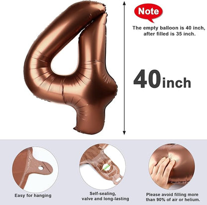 Number Balloons 40 Inch Coffee 4 Balloon - Image 5