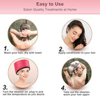 Heat Cap for Deep Conditioning, Ingeware Thermal Cap for Hair Steamer Cap for Natural Hair Portable Electric Heat Hair Spa Cap for Home Use Pattern (Rose Red)
