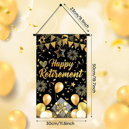Black Gold Retirement Door Sign Decorations Happy Retirement Door Banner Small - Image 3