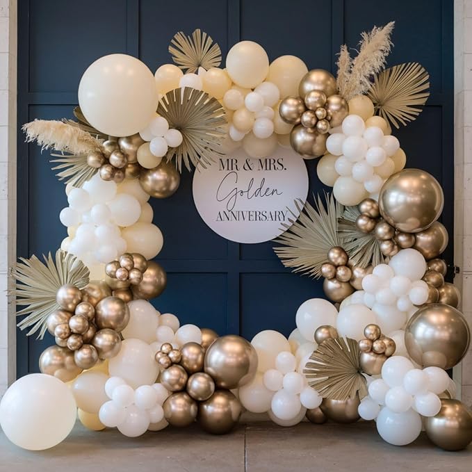 Gold and White Balloons, 12 Inch Gold Balloons, Nude Metallic Champagne Gold - Image 5