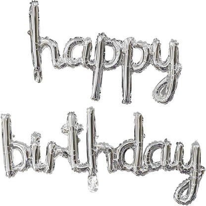 Silver Happy Birthday Balloons Banner 16 Inch Mylar Foil | Happy Birthday by Unknown