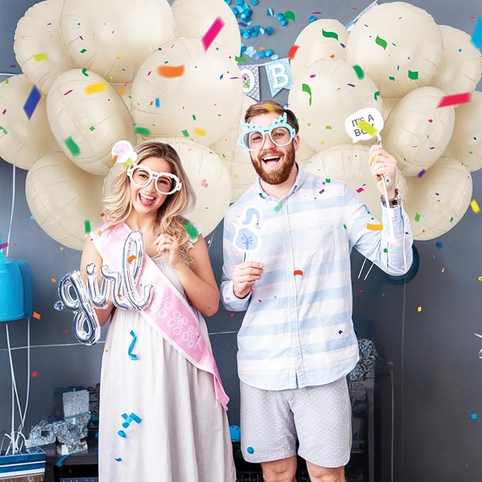 20PCS Round Shaped Foil Balloons, 18 Inch Cream White Round Foil Balloon - Image 5