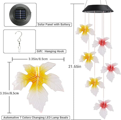 Toodour Solar Wind Chimes, Color Changing Maple Leaf Wind Chime | LED Mobile - Image 7