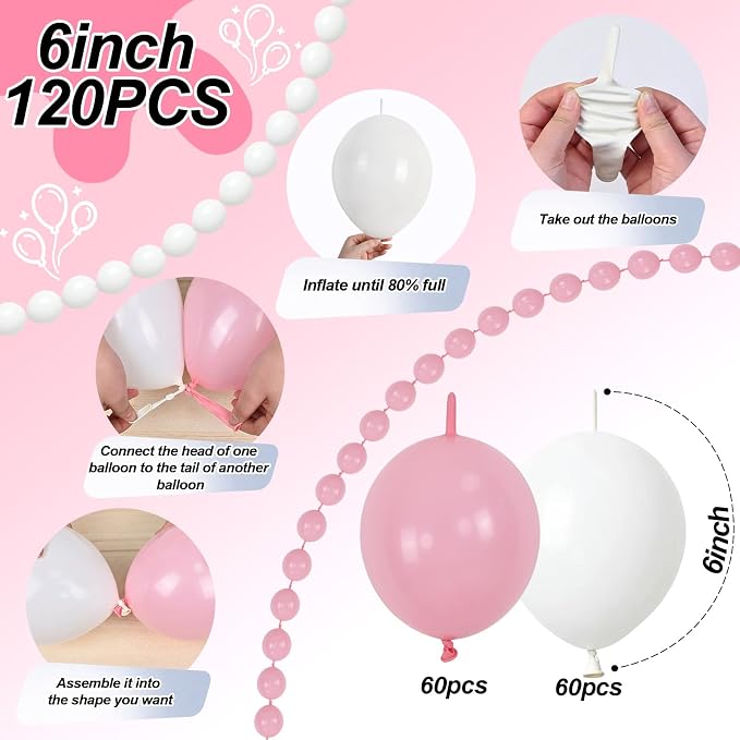 Pastel Pink and White Linking Balloons - Image 2