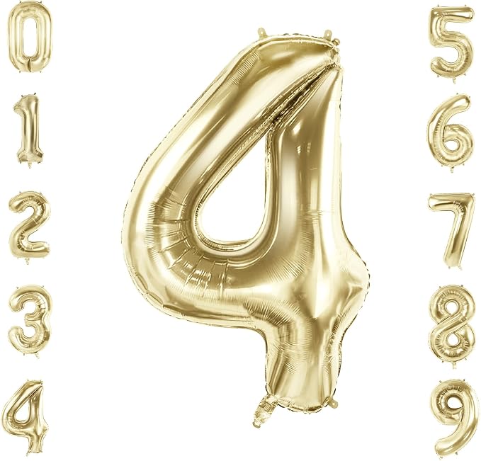 Number 4 Balloons for 4th Birthday Party Decorations, 40 Inch 0-100 Anniversary by Joycard