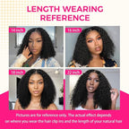 Lashey Kinky Curly Clip in Hair Extensions 110g 7pcs 16 Inch Natural Black Seamless Clip in Hair Extensions Human Hair with Soft Invisible PU Weft for Women