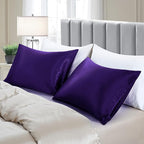 Aormenzy Satin Pillow Cases for Women Standard Size Set of 2, Purple Satin Pillowcase for Hair with Envelope Closure Silky Pillow Covers Wrinkle, Fade Resistant (20x26 Inches)